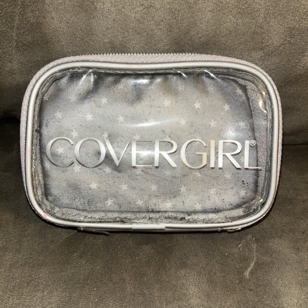 Covergirl Gray Cosmetics Makeup Travel bag Preowned With Wallet Compartment 6”